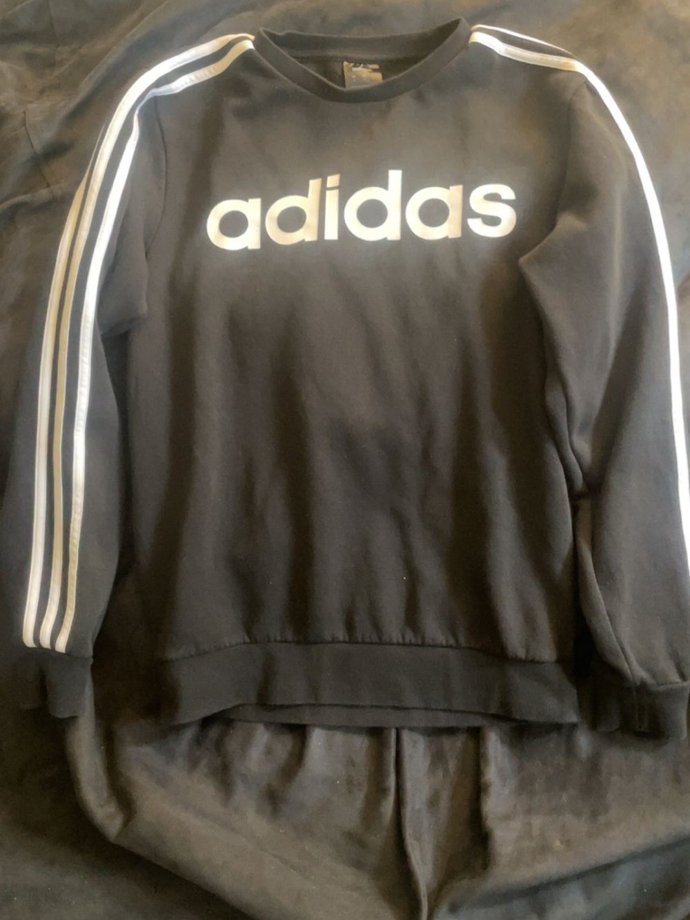 adidas Black Crewneck Sweatshirt with White Stripes